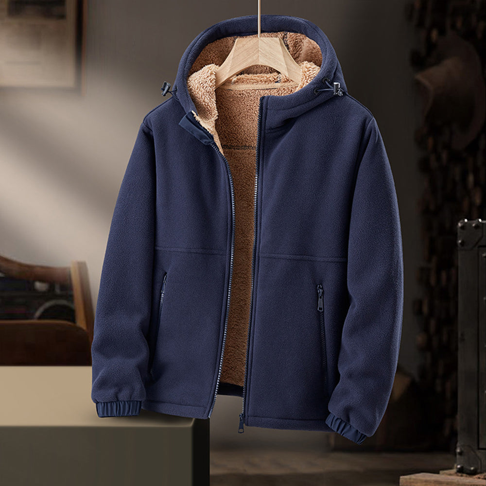 Giacca invernale in pile premium da uomo – Cappuccio e tasche con cerniera