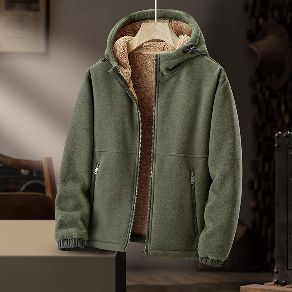 Giacca invernale in pile premium da uomo – Cappuccio e tasche con cerniera
