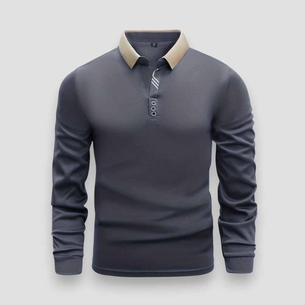 Polo da uomo aderente a maniche lunghe – Collo alto elegante e moderno