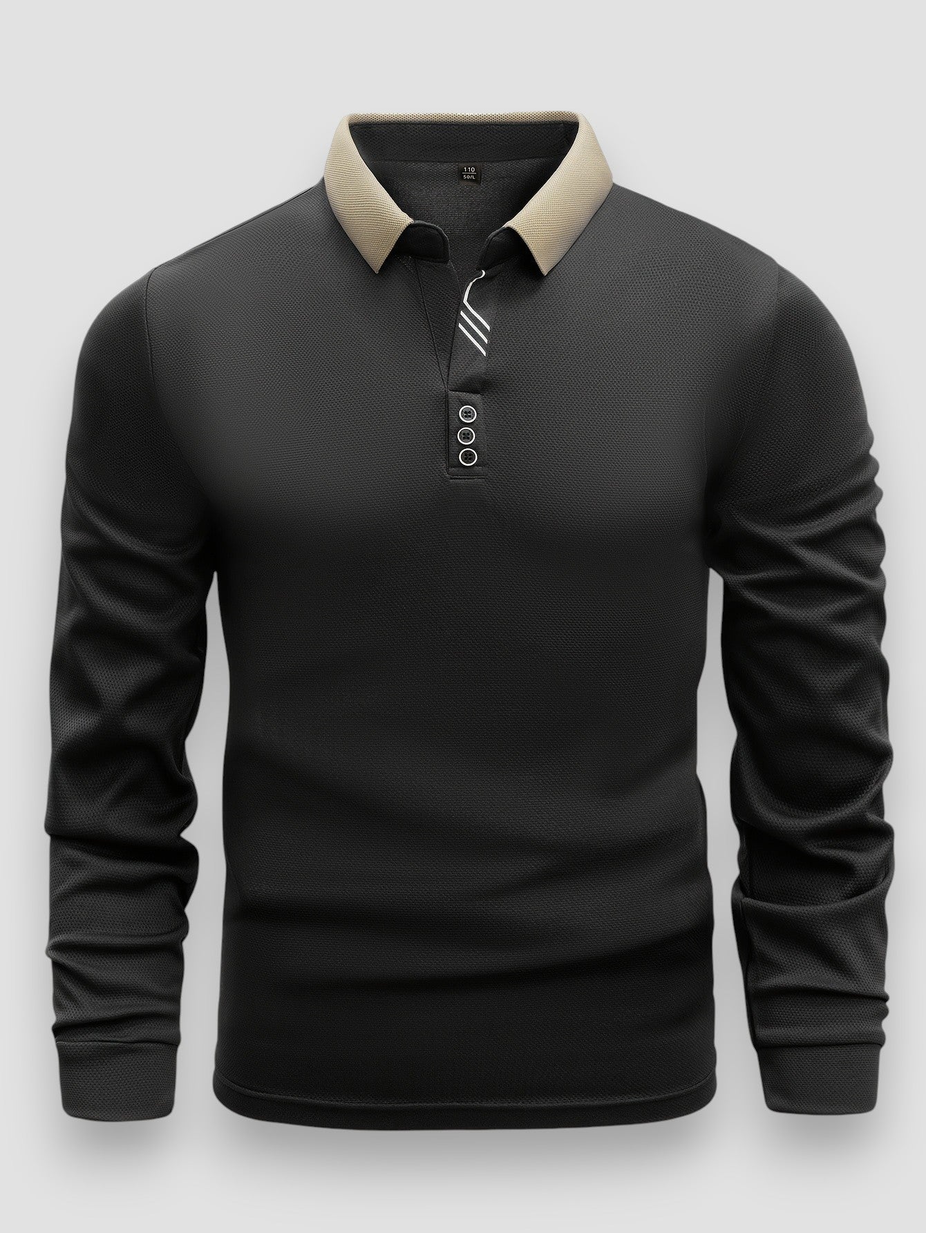 Polo da uomo aderente a maniche lunghe – Collo alto elegante e moderno