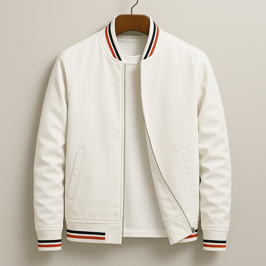 Giubbotto bomber leggero con cerniera da uomo – Giacca casual con finiture a coste
