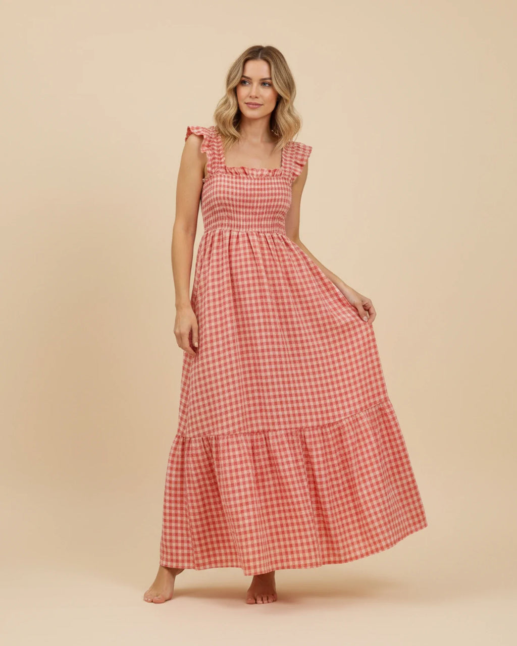 Abito lungo da donna a quadretti - Un classico elegante perfetto per l'estate