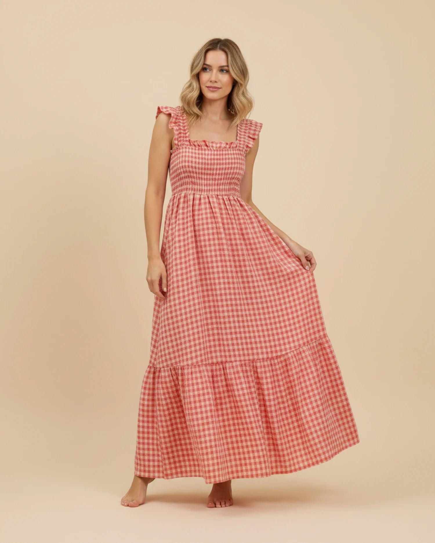 Abito lungo da donna a quadretti - Un classico elegante perfetto per l'estate