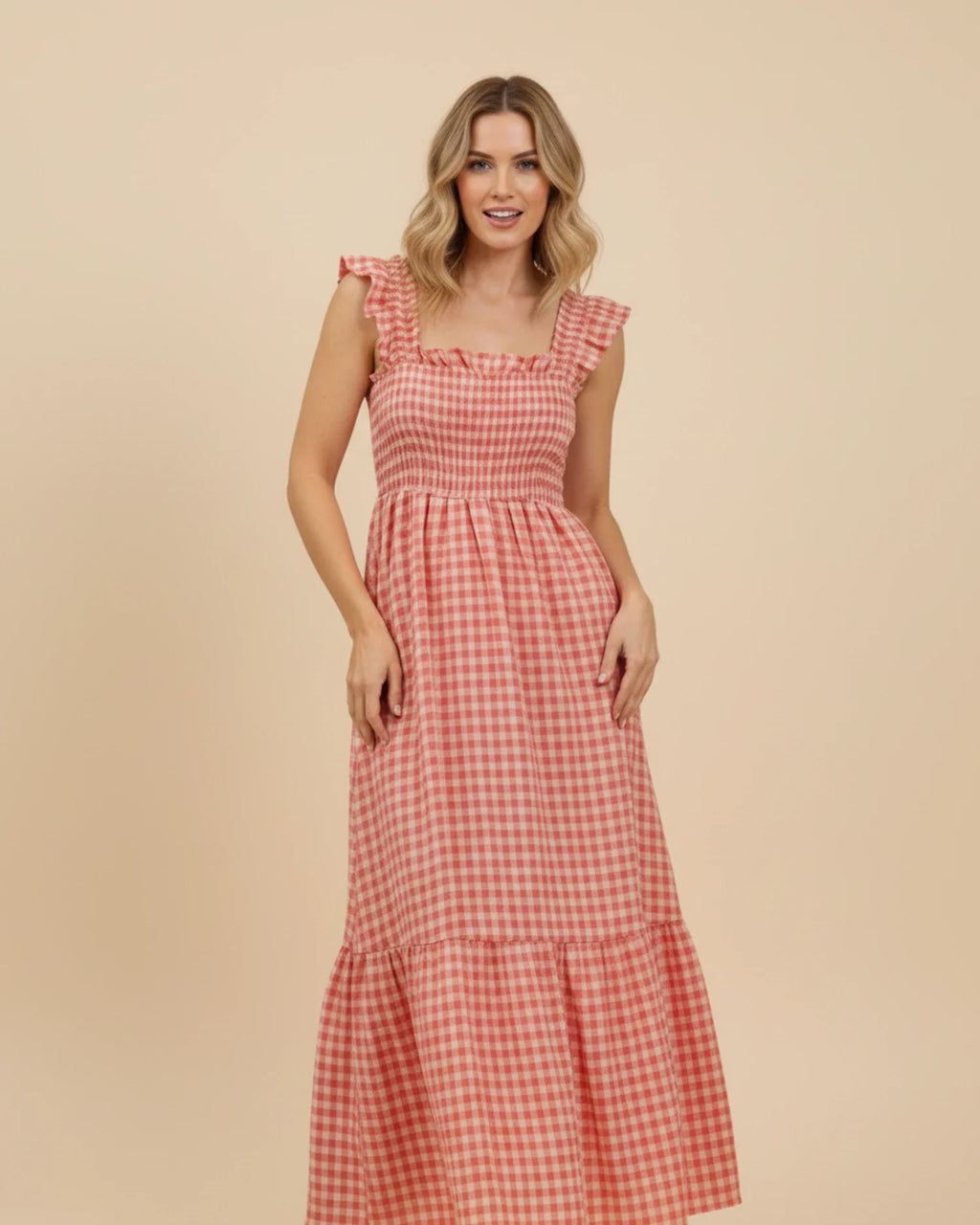 Abito lungo da donna a quadretti - Un classico elegante perfetto per l'estate