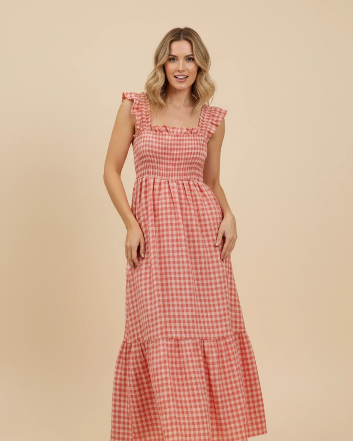 Abito lungo da donna a quadretti - Un classico elegante perfetto per l'estate