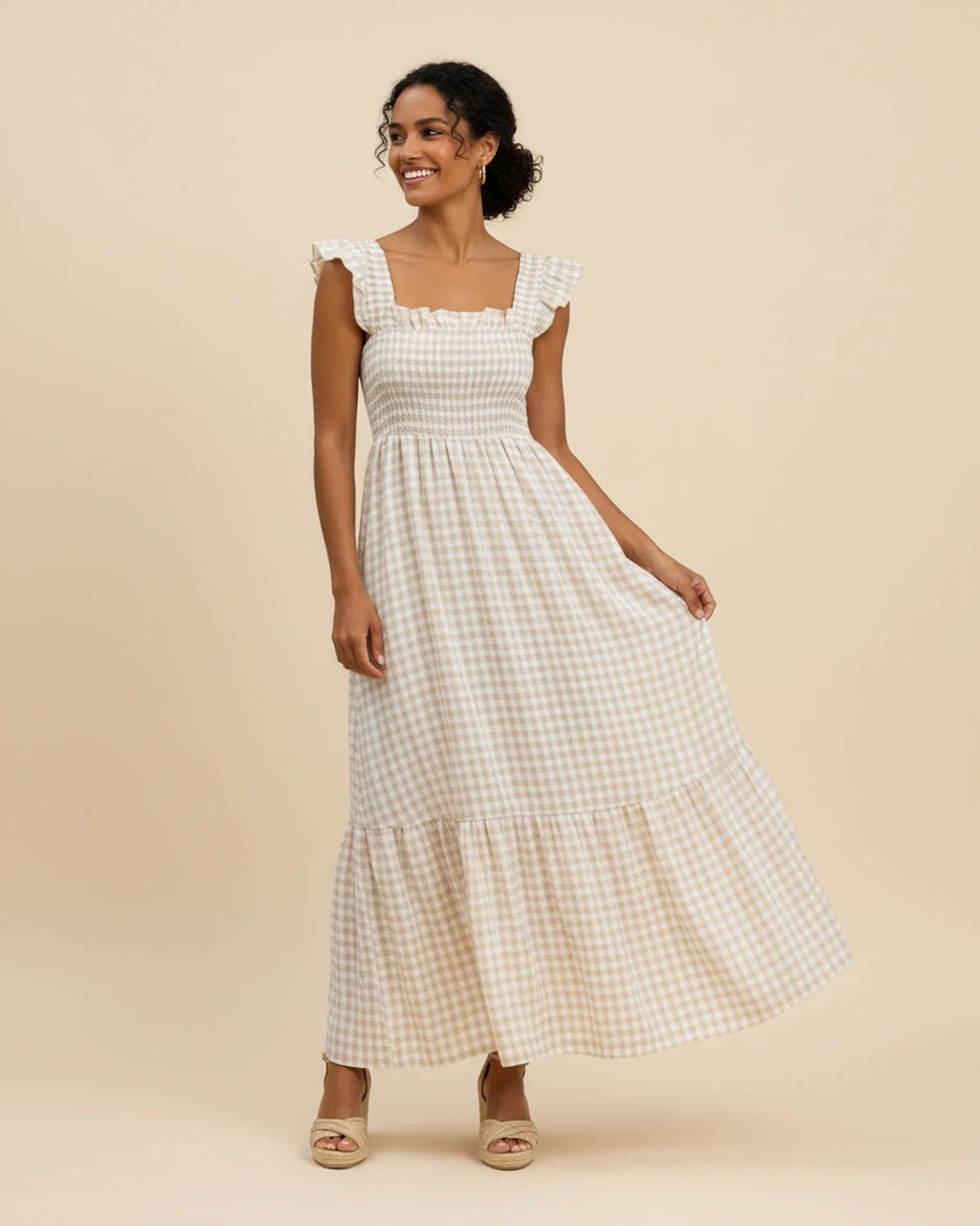 Abito lungo da donna a quadretti - Un classico elegante perfetto per l'estate