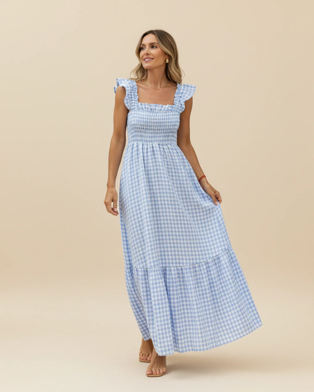 Abito lungo da donna a quadretti - Un classico elegante perfetto per l'estate
