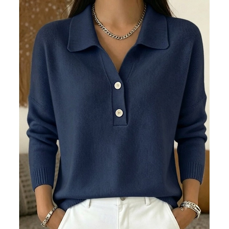Jersey de mujer con botones y cuello - Elegante y cómodo