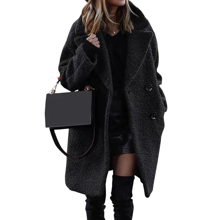 Cappotto Teddy di media lunghezza da donna - Giacca invernale calda e confortevole in morbido pile
